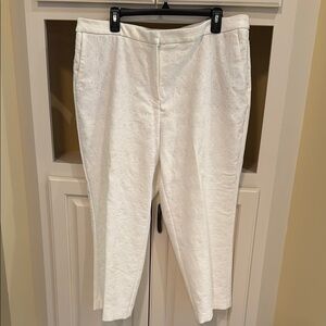 Lila Rose White Lace Fabric Ankle Cropped Pants